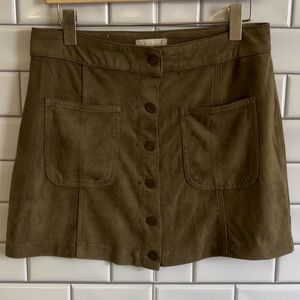 Altar’d  State Olive Button-Front Skirt/ Size S